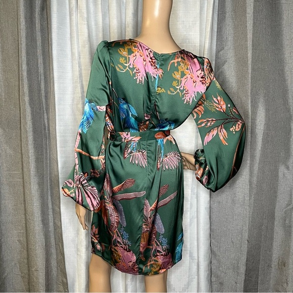 Caballero Floral Green Satin Dress - Picture 5 of 15